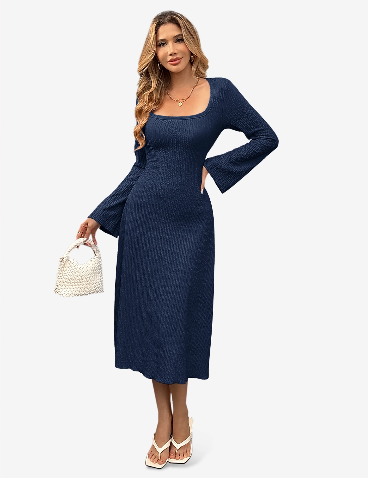 Womens Dark Blue Sweater Dress 1