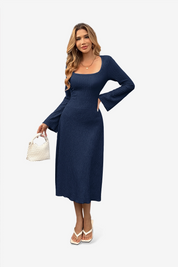Womens Dark Blue Sweater Dress 1