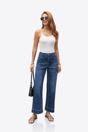 Womens DarkBlue High Waisted Jeans 1