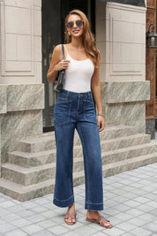 Womens DarkBlue High Waisted Jeans 3