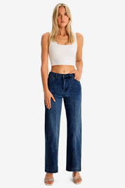 Womens DarkBlue Wide Leg Jeans