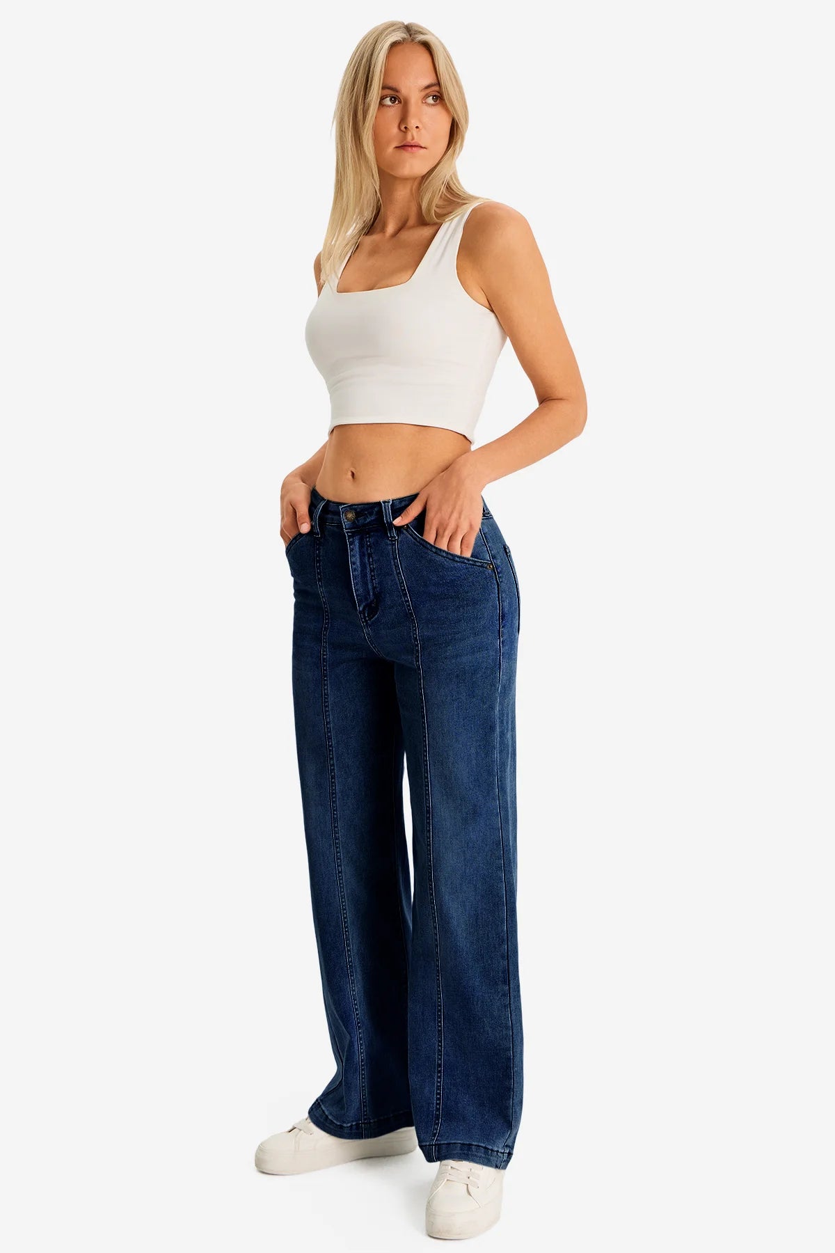 Womens DarkBlue Baggy Fit Jeans