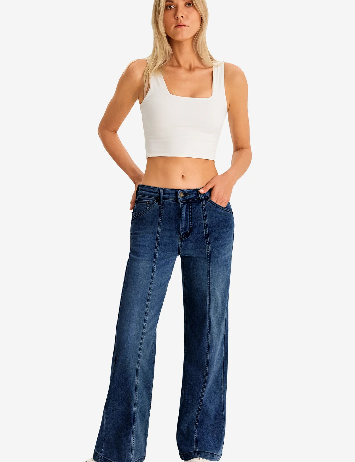 Womens DarkBlue High-Waisted Jeans