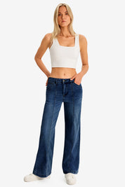 Womens DarkBlue High-Waisted Jeans