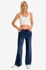 Womens Dark Blue Wide Leg Jeans | CicyBell