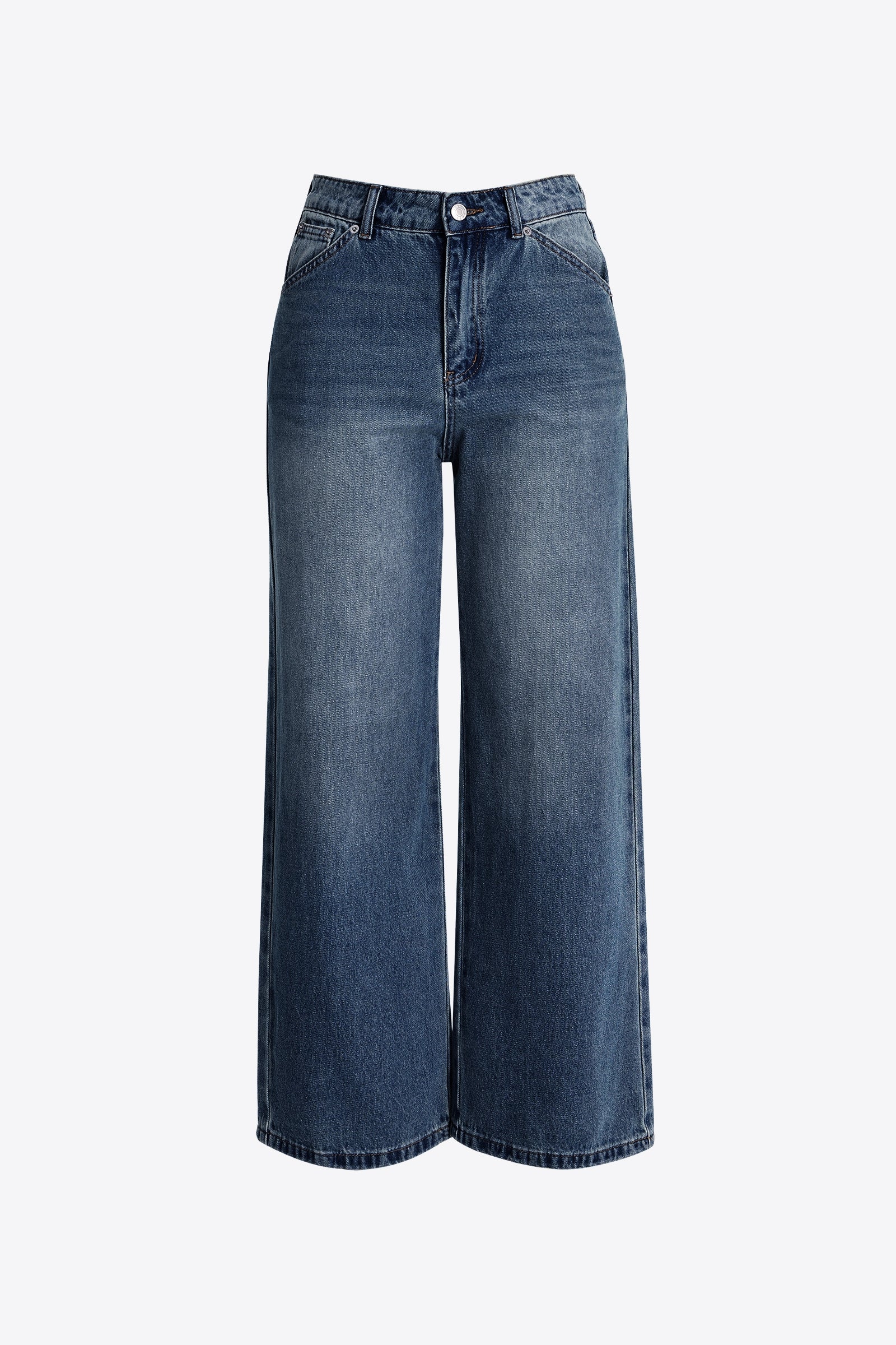Womens Dark Blue High Waisted Baggy Jeans | CicyBell