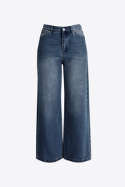 Womens Dark Blue High Waisted Baggy Jeans | CicyBell