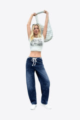 Womens Dark Blue Straight Leg Jeans | CicyBell