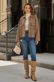 Womens Dark Brown Faux Suede Leather Jacket | CicyBell