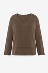 Womens Dark Brown V Neck Casual Flowy Tops 2