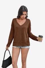 Womens Dark Brown Long Sleeve T Shirts 1