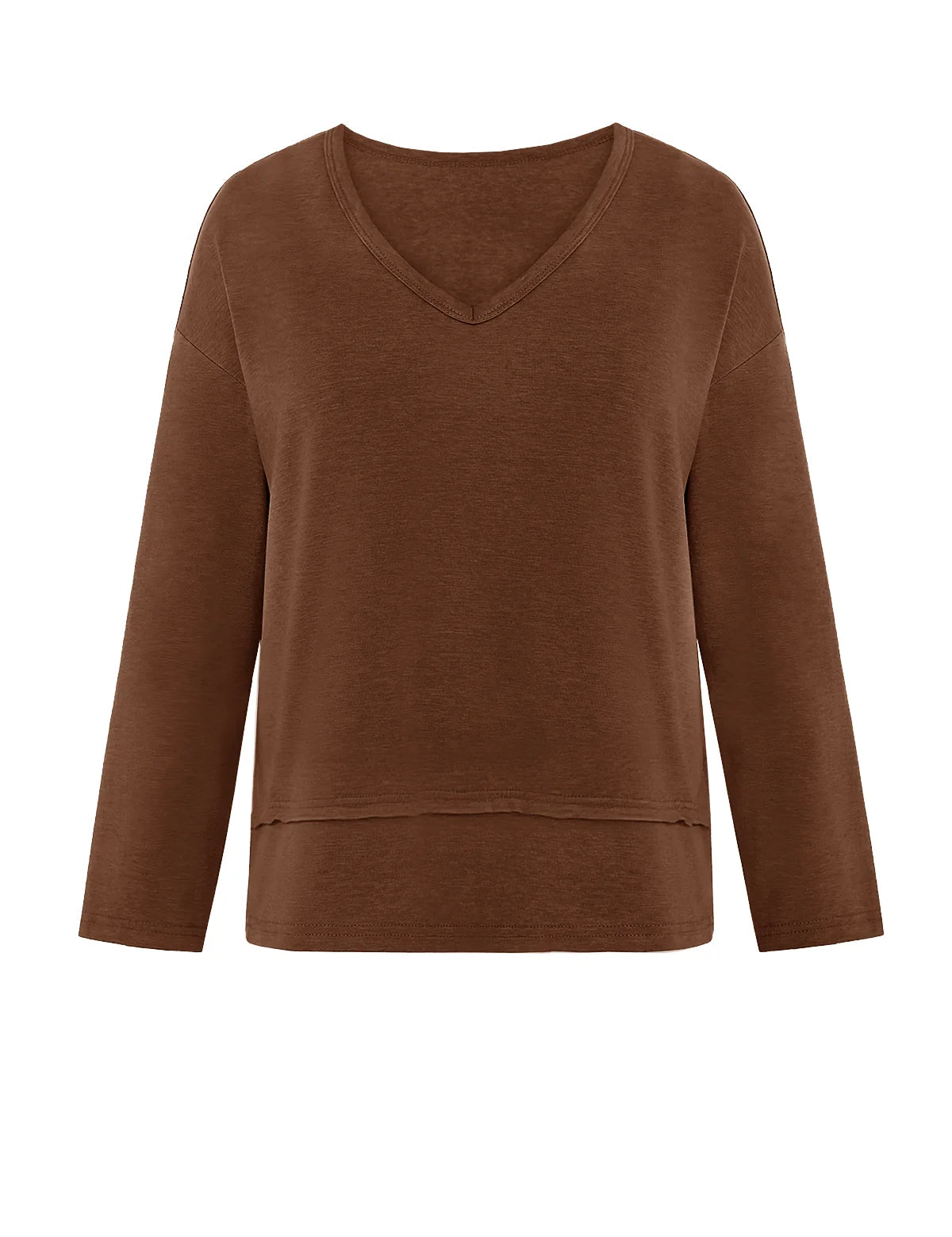 Womens Dark Brown Long Sleeve T Shirts 3