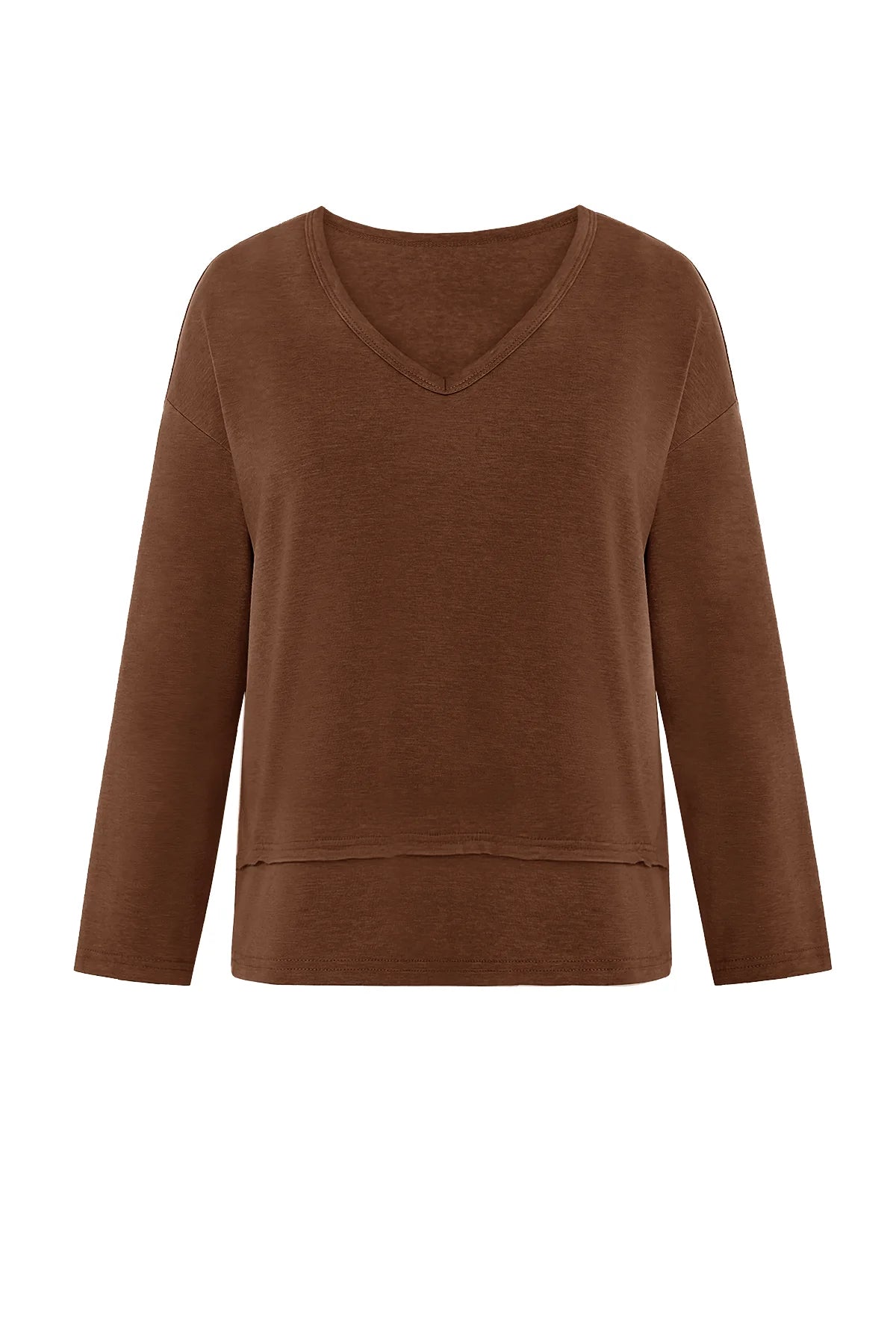 Womens Dark Brown Long Sleeve T Shirts 3