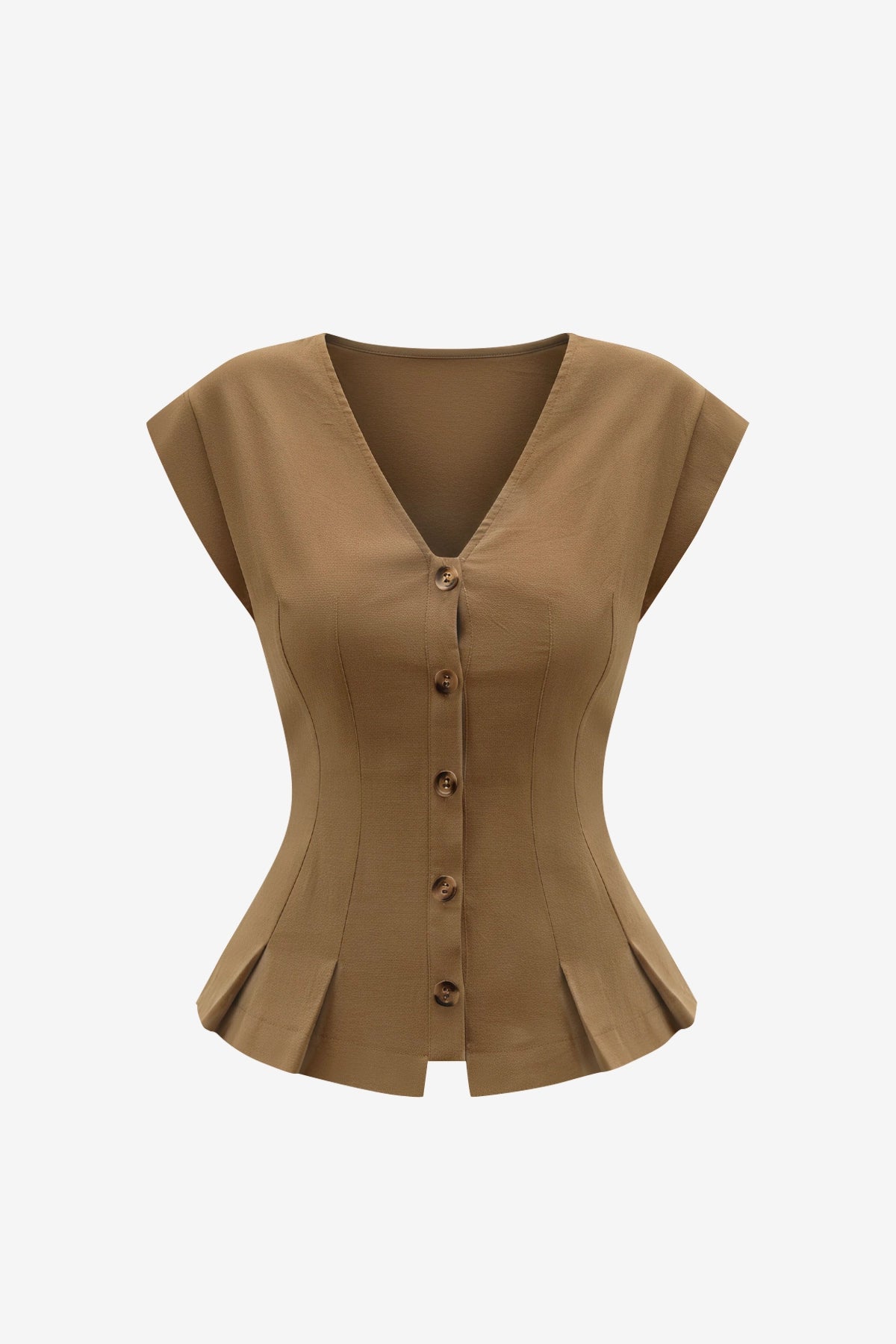 Womens Dark Khaki Deep V Neck Vest | CicyBell