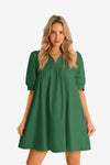 Womens Deep Green V Neck Dress 1