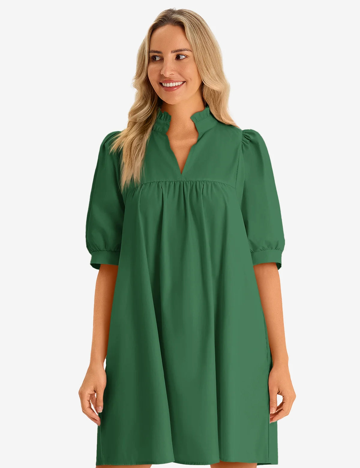 Womens Deep Green V Neck Dress 2