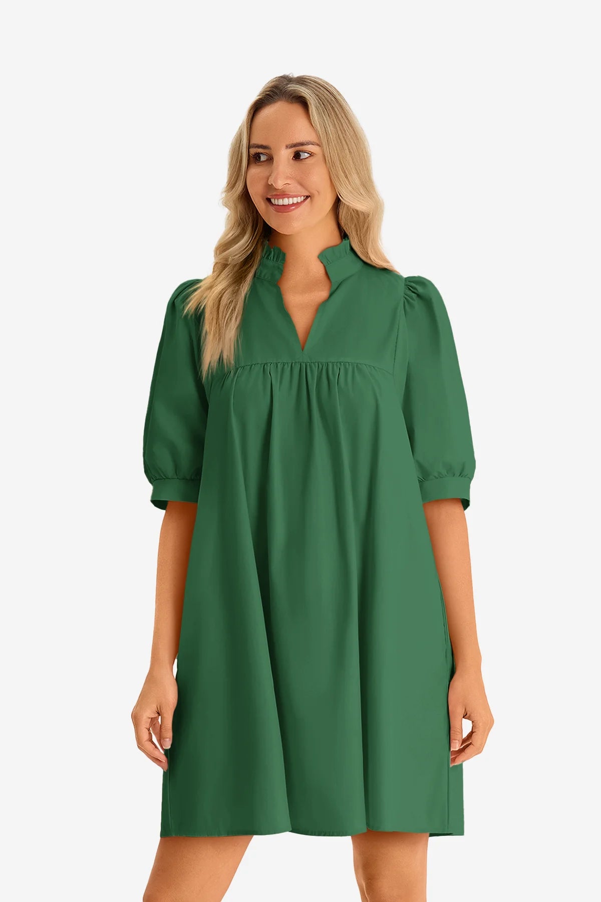 Womens Deep Green V Neck Dress 2