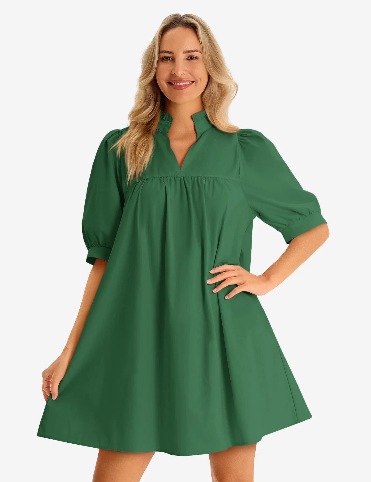 Womens Deep Green V Neck Dress 3