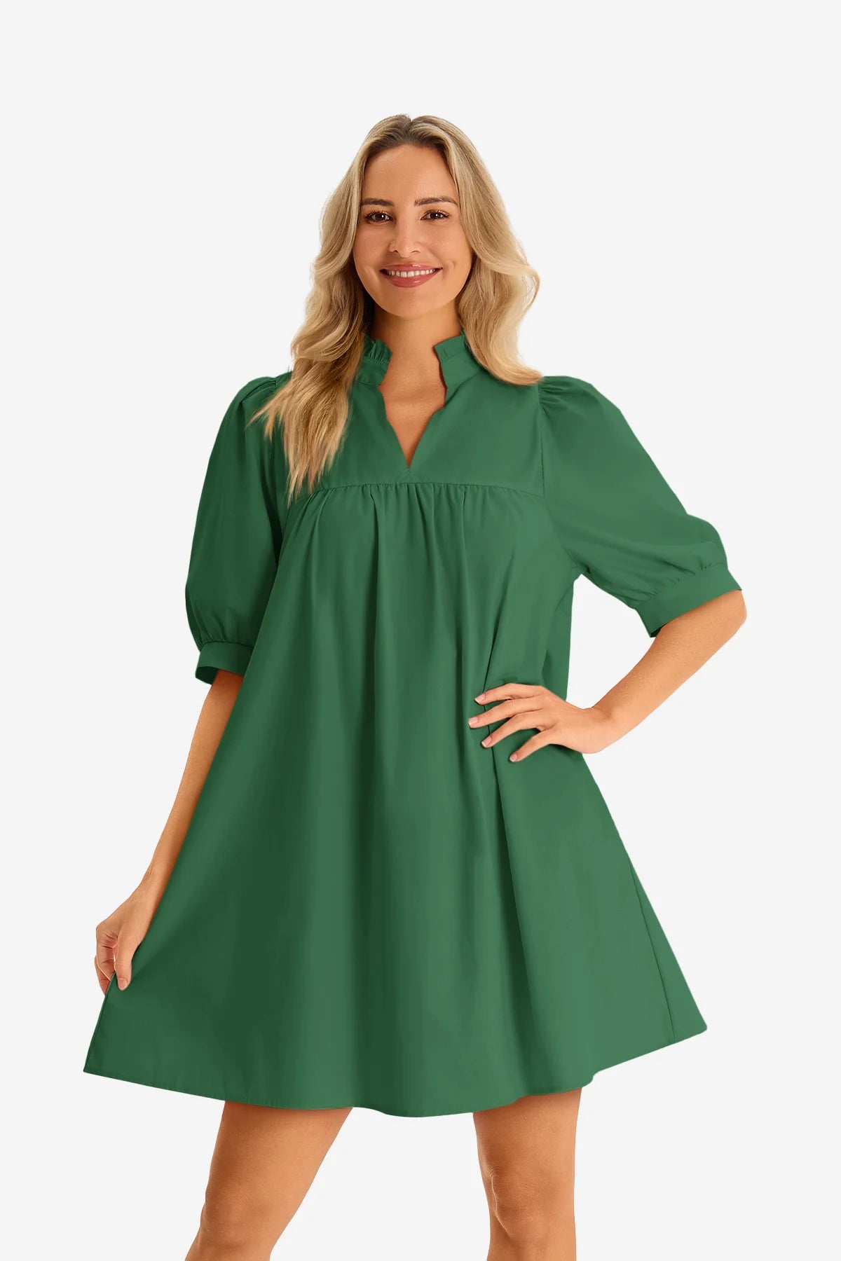 Womens Deep Green V Neck Dress 3