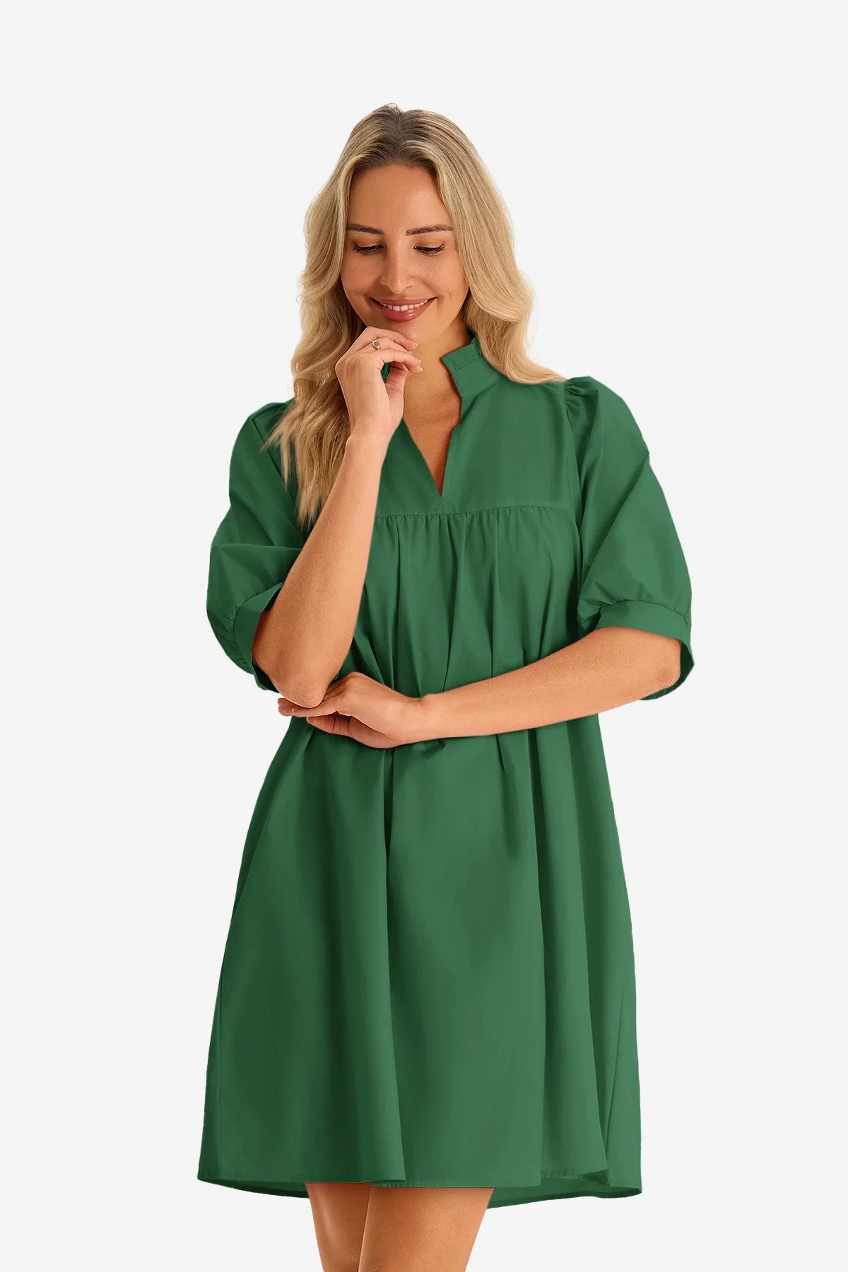 Womens Deep Green V Neck Dress | CicyBell