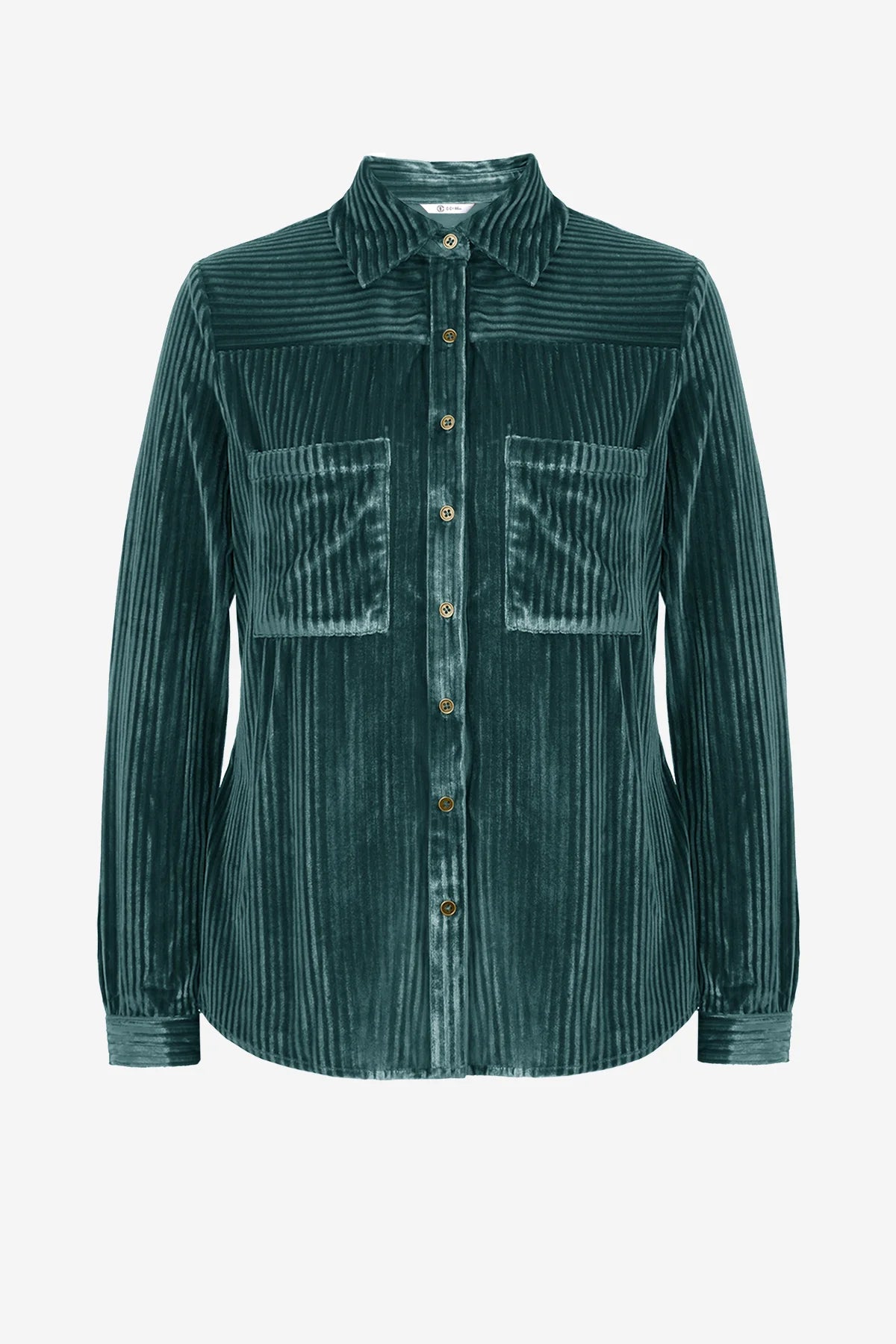 Womens Deep Green Velvet Button Down Shirt | CicyBell