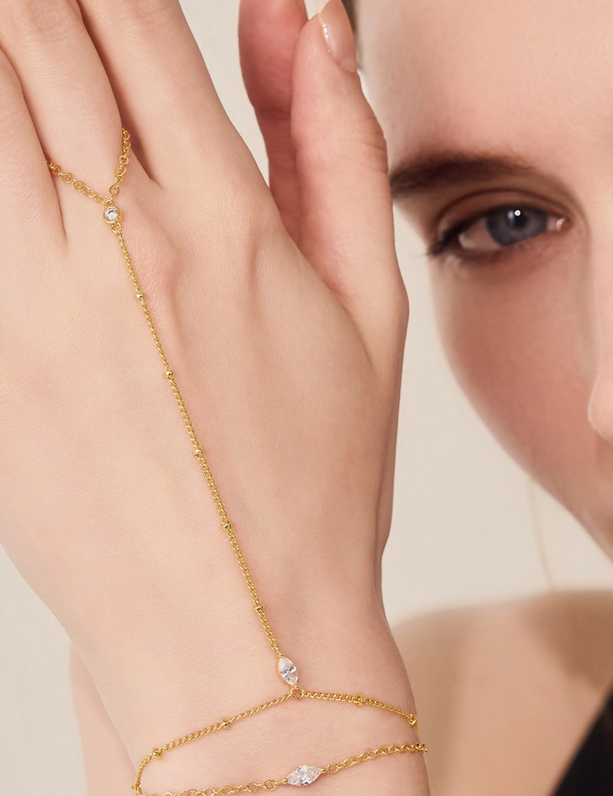 Womens Finger Ring Slave Dainty Bracelets 1