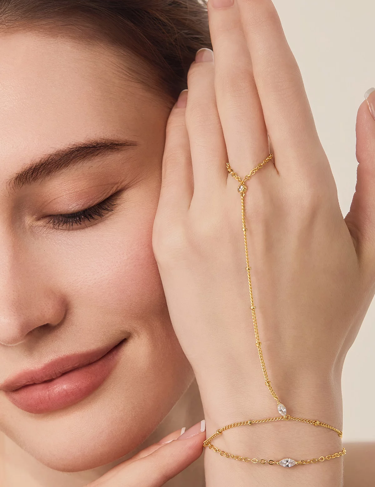 Womens Finger Ring Slave Dainty Bracelets 2