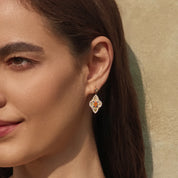 Womens Gold Lucky Four Leaf Clover Dangle Earrings 2