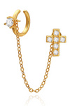 Womens Gold Cross Stud Earrings 3