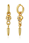 Womens Gold Skull Dangle Hoop Earrings 3