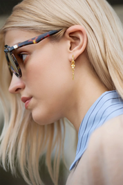 Womens Gold Skull Dangle Hoop Earrings 2