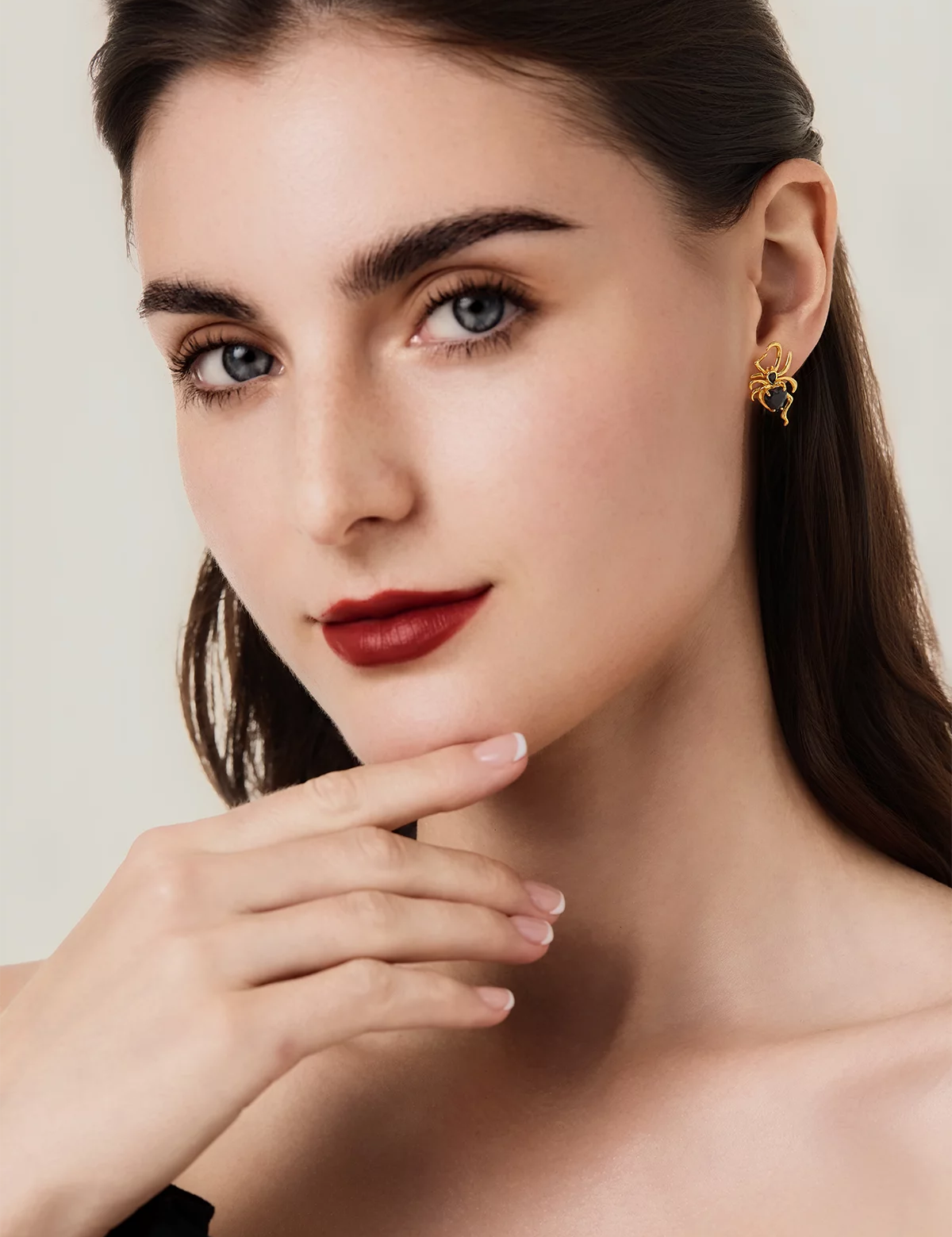 Womens Gold Spider Earrings 2