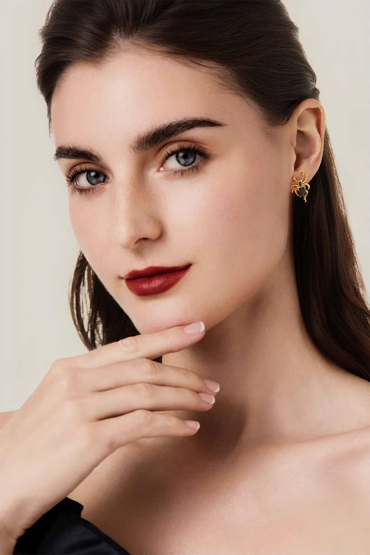 Womens Gold Spider Earrings 2