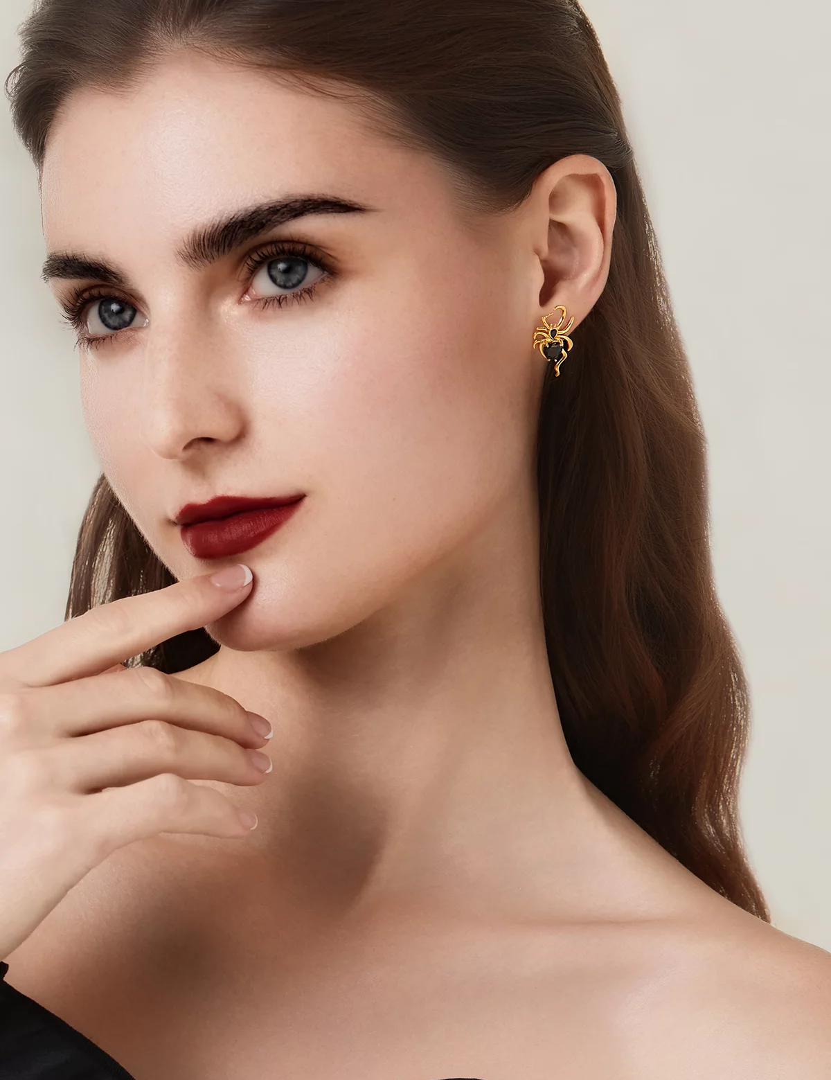 Womens Gold Spider Earrings 3