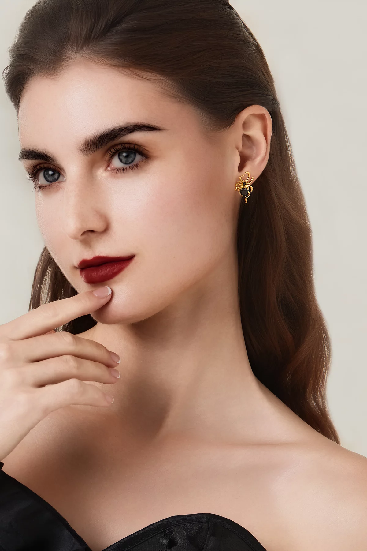 Womens Gold Spider Earrings 3