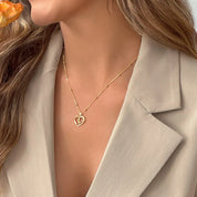 Womens Gold Heart Initial Letter L Necklace 1