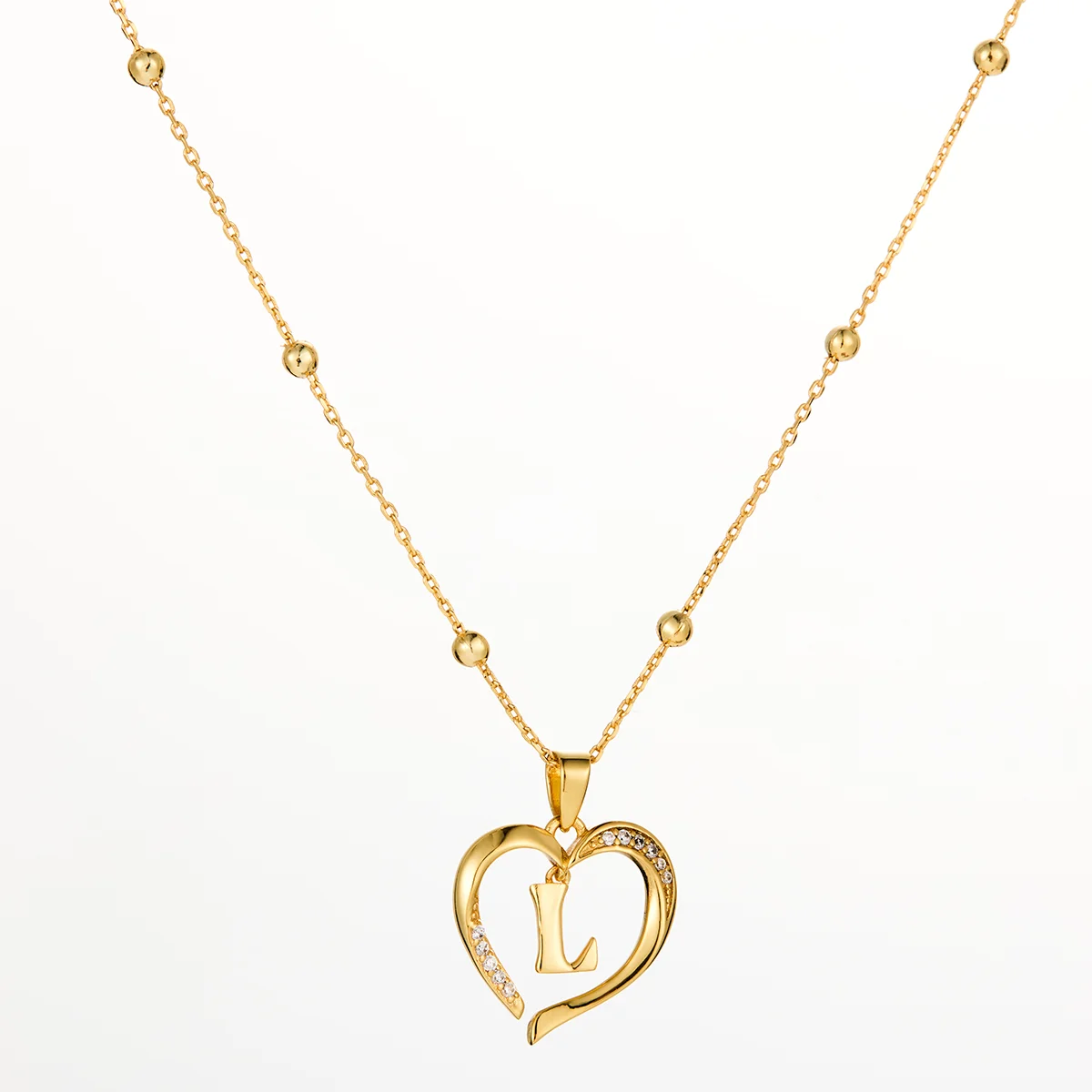Cicy Bell Womens Gold Heart Initial Letter L Necklace
