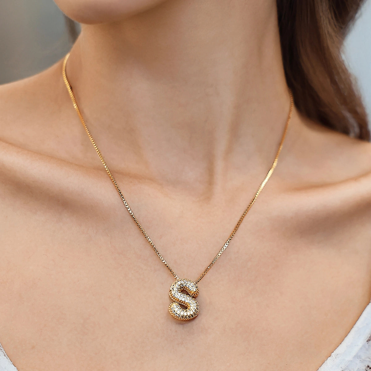 Womens Initial Necklace Letter S 1