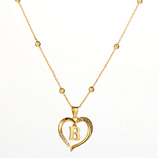 Cicy Bell Womens Gold Heart Initial Letter B Necklace