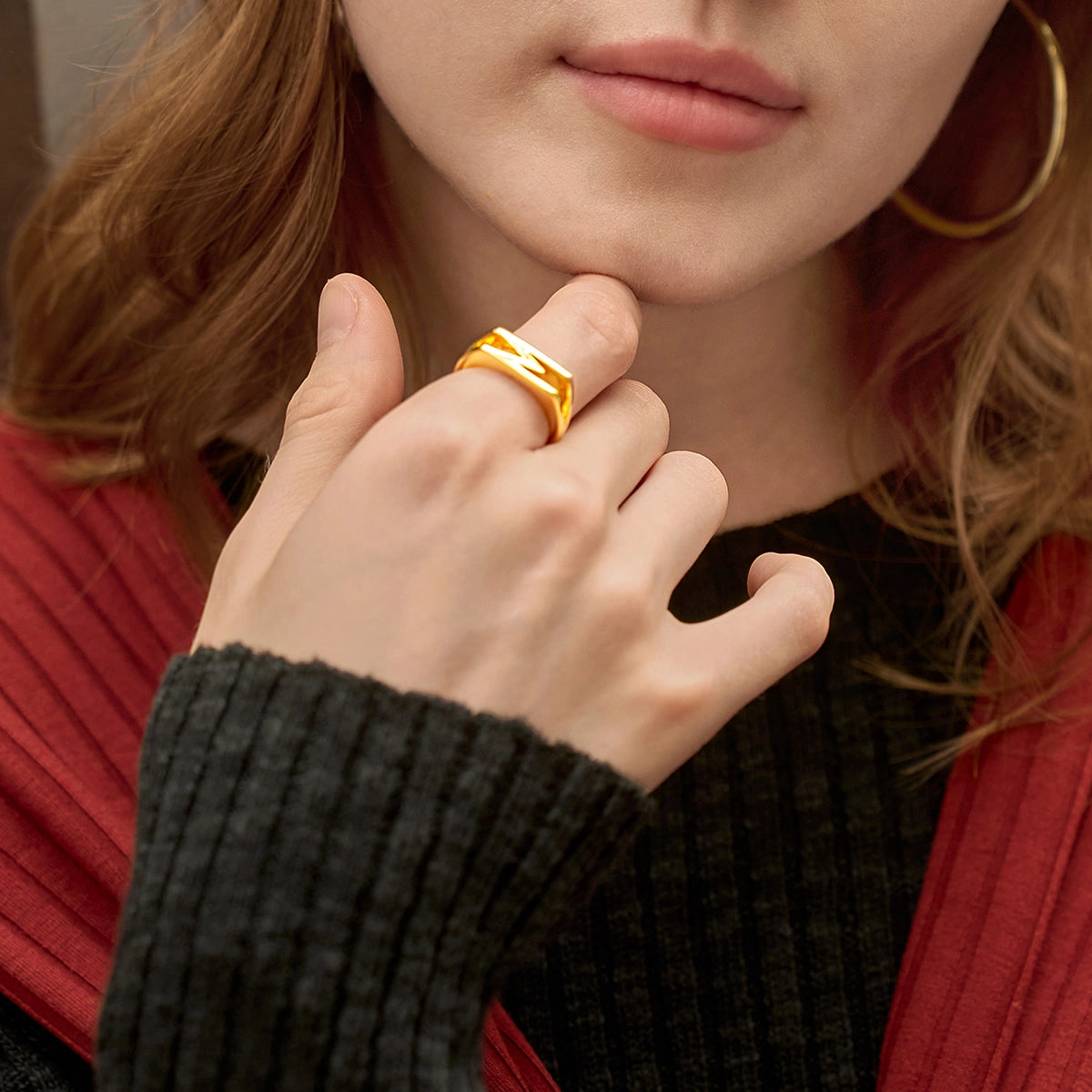 Cicy Bell Womens Gold Initial Letter M Rings