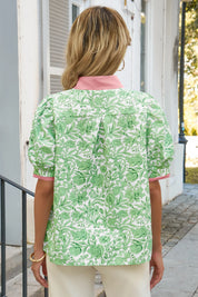 Womens Green Puff Sleeve Blouses 3