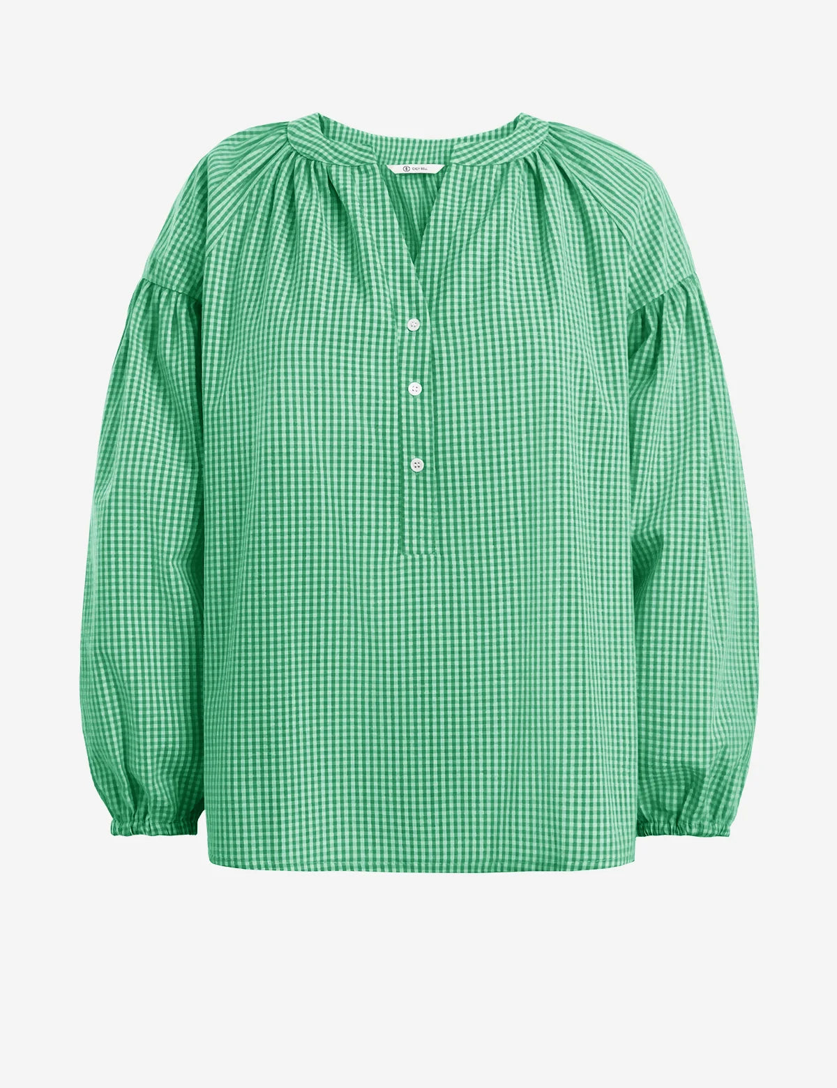 Womens Green Puff Long Sleeve Blouse 2