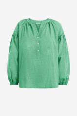Womens Green Puff Long Sleeve Blouse 2