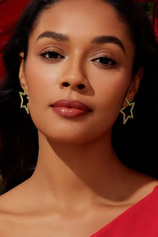 Women Green Hollow Star Earring 2