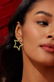 Women Green Hollow Star Earring 3