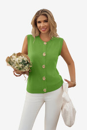 Womens Green Cropped Sweater Vest 1