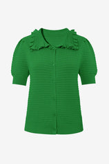 Cicy Bell Green Ruffle Peter Pan Collar Cardigan Sweater