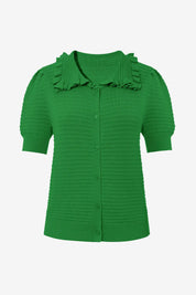 Cicy Bell Green Ruffle Peter Pan Collar Cardigan Sweater