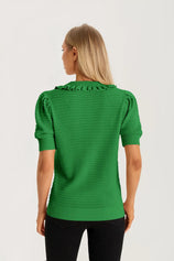 Cicy Bell Green Ruffle Peter Pan Collar Cardigan Sweater