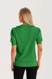 Cicy Bell Green Ruffle Peter Pan Collar Cardigan Sweater